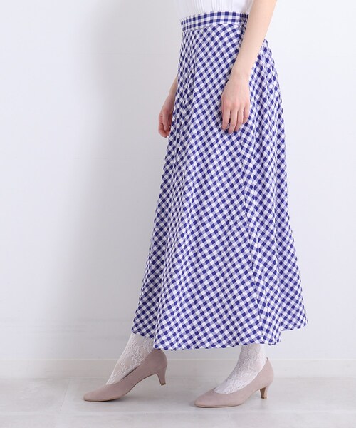 SHOO・LA・RUE(シューラルー)の「◆バイアスギンガムチェックスカート(スカート・レディース・ベージュ系その他2/ブラック系1/ブルー系1・00)」の5枚目の写真