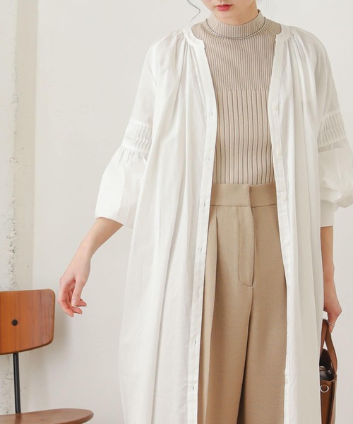 SENSE OF PLACE by URBAN RESEARCH（センスオブプレイスバイアーバンリサーチ）の「ワイドリブコンパクトセーター(5分袖)（ニット/セーター・レディース・ブラック/ベージュ/オフホワイト/オレンジ/グリーン・ONE）」の4枚目の写真