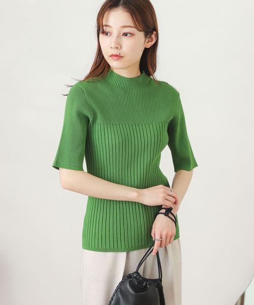 SENSE OF PLACE by URBAN RESEARCH（センスオブプレイスバイアーバンリサーチ）の「ワイドリブコンパクトセーター(5分袖)（ニット/セーター・レディース・ブラック/ベージュ/オフホワイト/オレンジ/グリーン・ONE）」の9枚目の写真