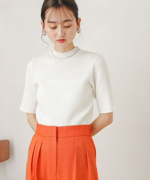 SENSE OF PLACE by URBAN RESEARCH（センスオブプレイスバイアーバンリサーチ）の「ワイドリブコンパクトセーター(5分袖)（ニット/セーター・レディース・ブラック/ベージュ/オフホワイト/オレンジ/グリーン・ONE）」の17枚目の写真