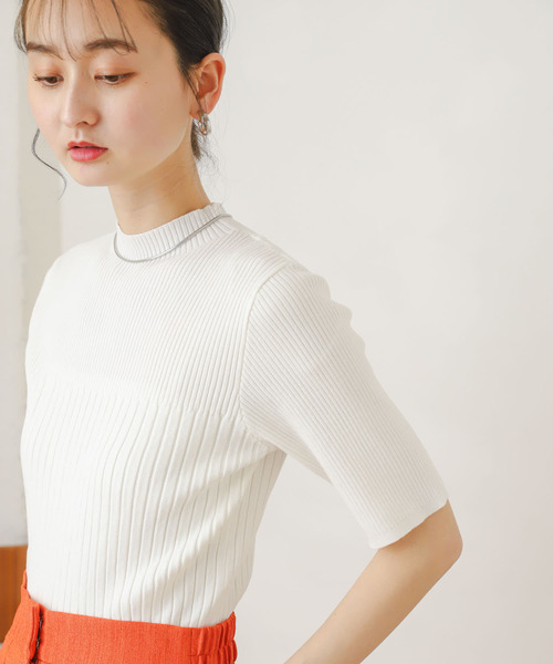 SENSE OF PLACE by URBAN RESEARCH（センスオブプレイスバイアーバンリサーチ）の「ワイドリブコンパクトセーター(5分袖)（ニット/セーター・レディース・ブラック/ベージュ/オフホワイト/オレンジ/グリーン・ONE）」の18枚目の写真