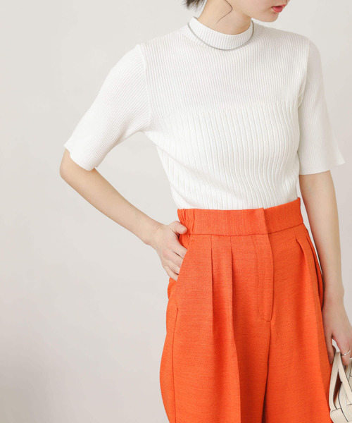 SENSE OF PLACE by URBAN RESEARCH（センスオブプレイスバイアーバンリサーチ）の「ワイドリブコンパクトセーター(5分袖)（ニット/セーター・レディース・ブラック/ベージュ/オフホワイト/オレンジ/グリーン・ONE）」の20枚目の写真