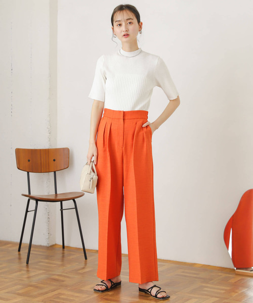 SENSE OF PLACE by URBAN RESEARCH（センスオブプレイスバイアーバンリサーチ）の「ワイドリブコンパクトセーター(5分袖)（ニット/セーター・レディース・ブラック/ベージュ/オフホワイト/オレンジ/グリーン・ONE）」の21枚目の写真