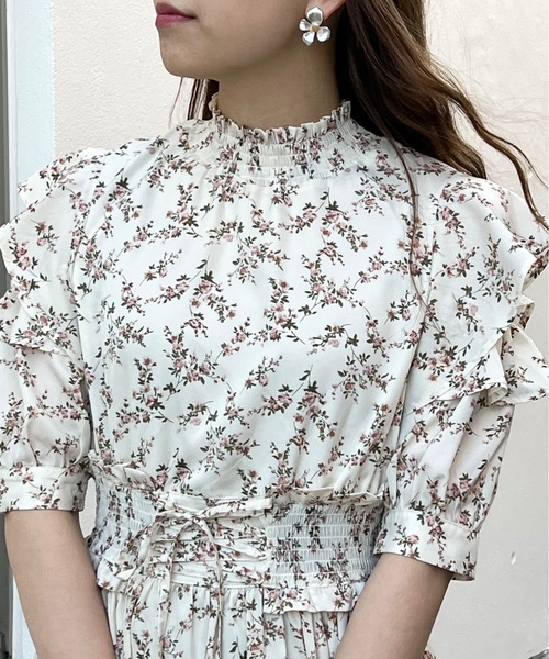 TORTE(トルテ)の「花柄フリルワンピース(ワンピース・レディース・ホワイト/ブラック/ライトグリーン・FREE)」の7枚目の写真