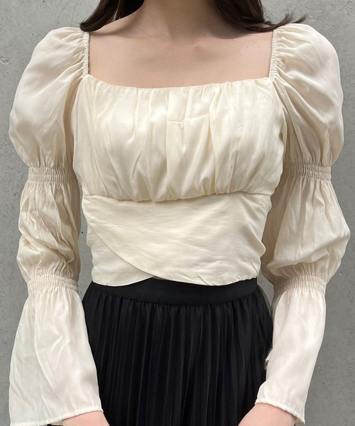 titty&Co. PETIT by poyo(ティティーアンドコープティバイポヨ)の「【titty&Co.PETIT by POYO】ダブルパフスリーブトップス(シャツ/ブラウス・レディース・ピンク/ホワイト/ブラック・FREE)」の2枚目の写真