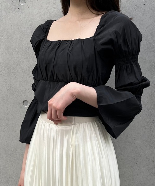 titty&Co. PETIT by poyo(ティティーアンドコープティバイポヨ)の「【titty&Co.PETIT by POYO】ダブルパフスリーブトップス(シャツ/ブラウス・レディース・ピンク/ホワイト/ブラック・FREE)」の1枚目の写真