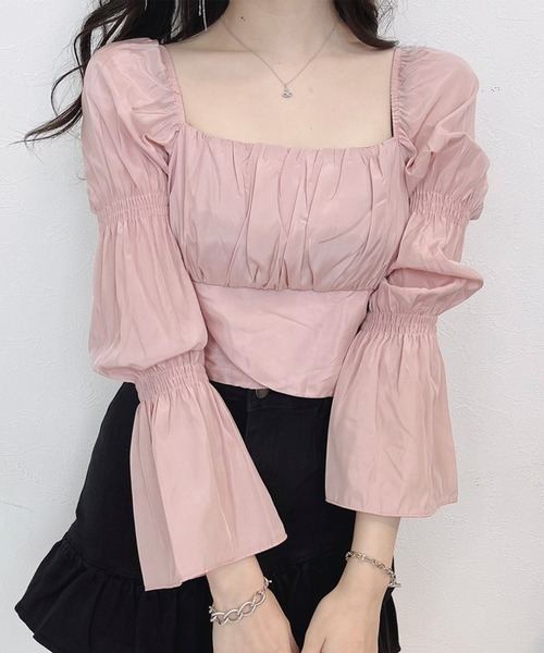 titty&Co. PETIT by poyo(ティティーアンドコープティバイポヨ)の「【titty&Co.PETIT by POYO】ダブルパフスリーブトップス(シャツ/ブラウス・レディース・ピンク/ホワイト/ブラック・FREE)」の6枚目の写真