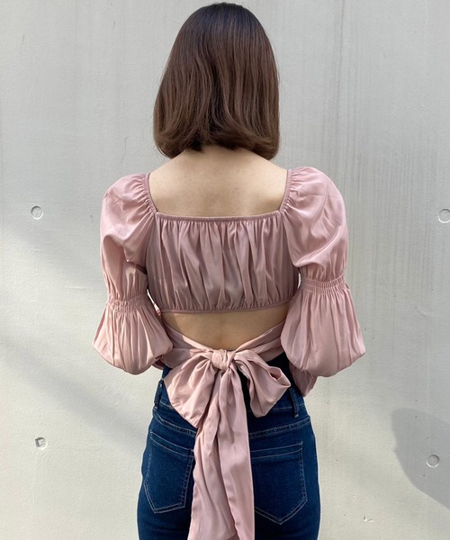 titty&Co. PETIT by poyo(ティティーアンドコープティバイポヨ)の「【titty&Co.PETIT by POYO】ダブルパフスリーブトップス(シャツ/ブラウス・レディース・ピンク/ホワイト/ブラック・FREE)」の7枚目の写真