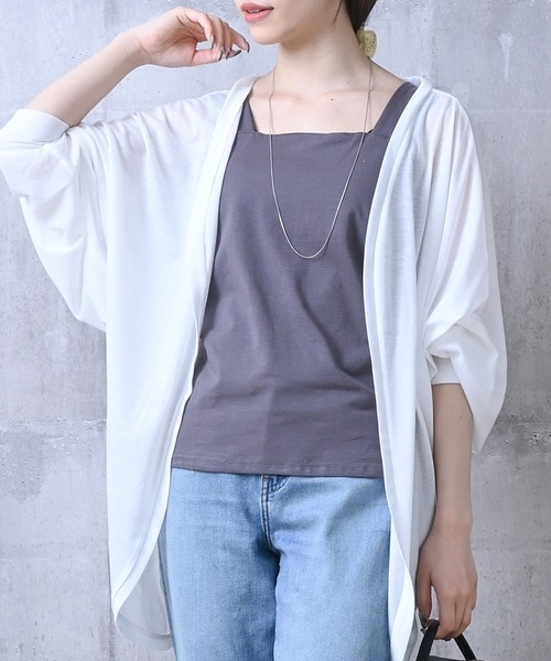 Felt-Maglietta（フェルトマリエッタ）の「UVカットドルマンカーディガン（カーディガン/ボレロ・レディース・ブラック/ネイビー/グレー/カーキ/オフホワイト/ターコイズブルー・LARGE/MEDIUM/X-LARGE）」の2枚目の写真