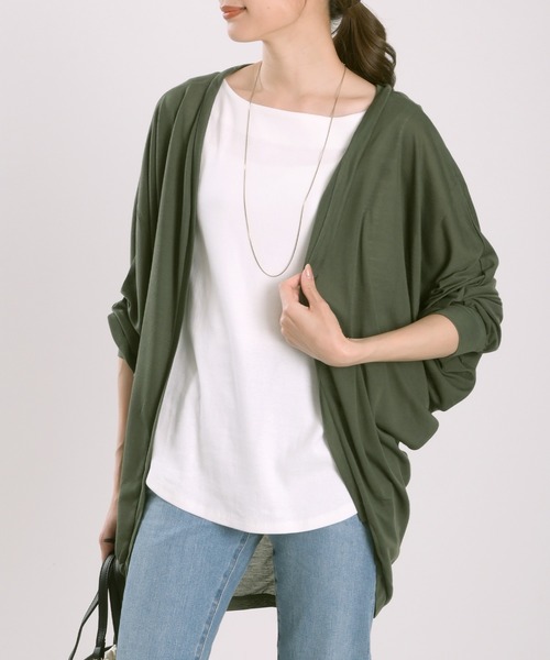 Felt-Maglietta（フェルトマリエッタ）の「UVカットドルマンカーディガン（カーディガン/ボレロ・レディース・ブラック/ネイビー/グレー/カーキ/オフホワイト/ターコイズブルー・LARGE/MEDIUM/X-LARGE）」の5枚目の写真