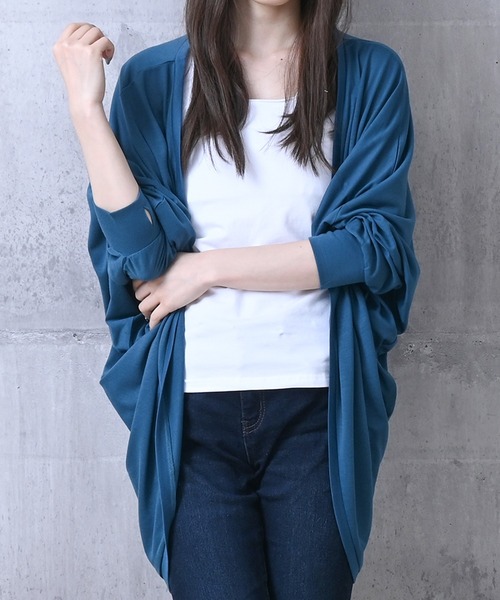 Felt-Maglietta（フェルトマリエッタ）の「UVカットドルマンカーディガン（カーディガン/ボレロ・レディース・ブラック/ネイビー/グレー/カーキ/オフホワイト/ターコイズブルー・LARGE/MEDIUM/X-LARGE）」の6枚目の写真