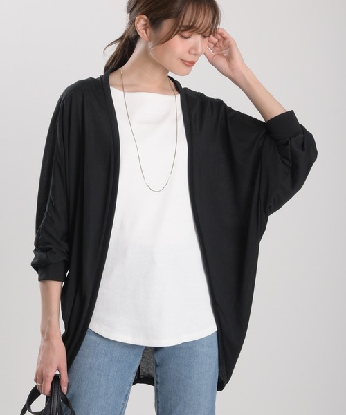 Felt-Maglietta（フェルトマリエッタ）の「UVカットドルマンカーディガン（カーディガン/ボレロ・レディース・ブラック/ネイビー/グレー/カーキ/オフホワイト/ターコイズブルー・LARGE/MEDIUM/X-LARGE）」の3枚目の写真