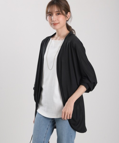 Felt-Maglietta（フェルトマリエッタ）の「UVカットドルマンカーディガン（カーディガン/ボレロ・レディース・ブラック/ネイビー/グレー/カーキ/オフホワイト/ターコイズブルー・LARGE/MEDIUM/X-LARGE）」の10枚目の写真