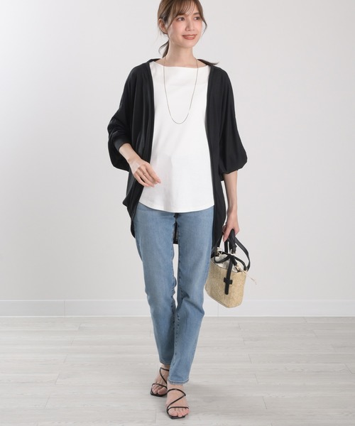 Felt-Maglietta（フェルトマリエッタ）の「UVカットドルマンカーディガン（カーディガン/ボレロ・レディース・ブラック/ネイビー/グレー/カーキ/オフホワイト/ターコイズブルー・LARGE/MEDIUM/X-LARGE）」の14枚目の写真