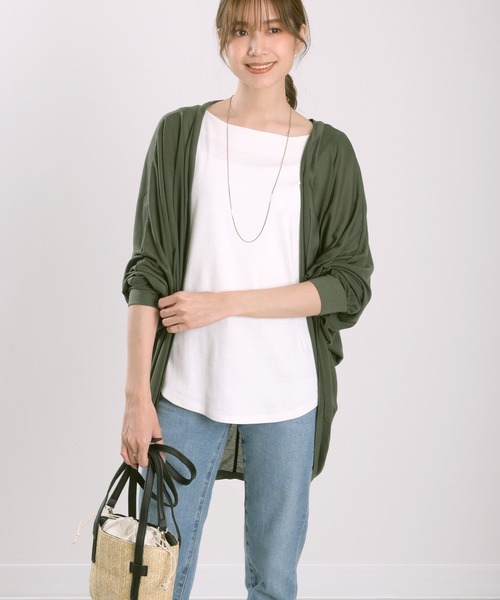 Felt-Maglietta（フェルトマリエッタ）の「UVカットドルマンカーディガン（カーディガン/ボレロ・レディース・ブラック/ネイビー/グレー/カーキ/オフホワイト/ターコイズブルー・LARGE/MEDIUM/X-LARGE）」の17枚目の写真