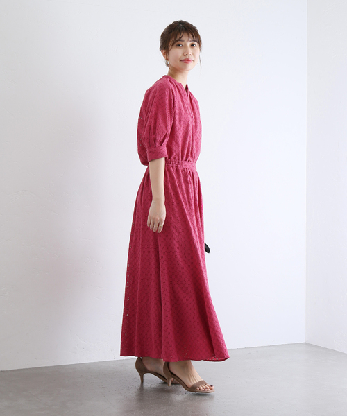 cottonアイレットフレアースカート