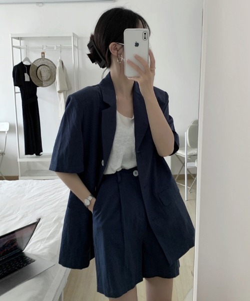 MANGROVE（マングローブ）の「ベーシックサマーセットアップ（セットアップ・レディース・ネイビー/イエロー/アイボリー・SMALL/MEDIUM）」の3枚目の写真