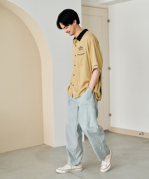 niko and（ニコアンド）の「刺繍ボーリングシャツ（シャツ/ブラウス