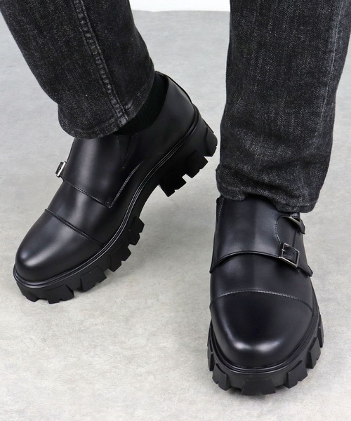 LOVEHUNTER（ラブハンター）の「LOVEHUNTER / チロリアン　ビットローファー　Uチップ　ダブルモンク　ショートサイドゴア　ショートマウンテン　　ボリュームソール シューズ (1722) (1723)(1727)(1728)(1729)(1730)（ドレスシューズ・メンズ・ブラック系1/ブラック系2/ブラック系5/ブラック系6/ブラック系3/ブラック系4・44/40/41/42/43）」の11枚目の写真