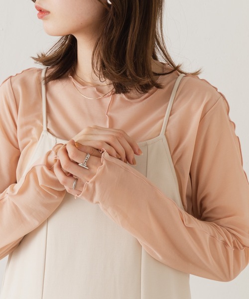 Kastane(カスタネ)の「シアーフライスインナー(Tシャツ/カットソー・レディース・ピンク/アイボリー/イエロー・FREE)」の3枚目の写真