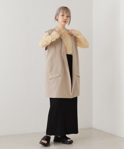 Kastane(カスタネ)の「シアーフライスインナー(Tシャツ/カットソー・レディース・ピンク/アイボリー/イエロー・FREE)」の8枚目の写真