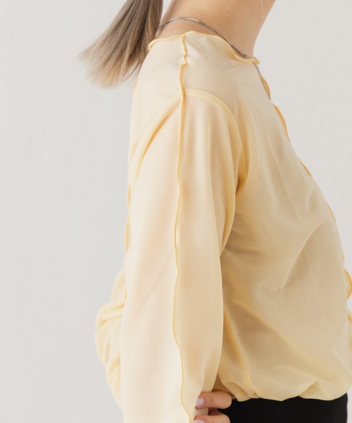 Kastane(カスタネ)の「シアーフライスインナー(Tシャツ/カットソー・レディース・ピンク/アイボリー/イエロー・FREE)」の6枚目の写真