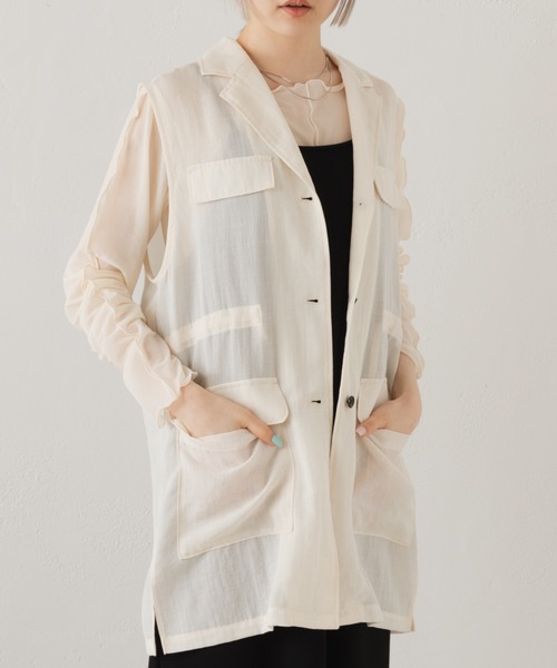 Kastane(カスタネ)の「シアーフライスインナー(Tシャツ/カットソー・レディース・ピンク/アイボリー/イエロー・FREE)」の16枚目の写真