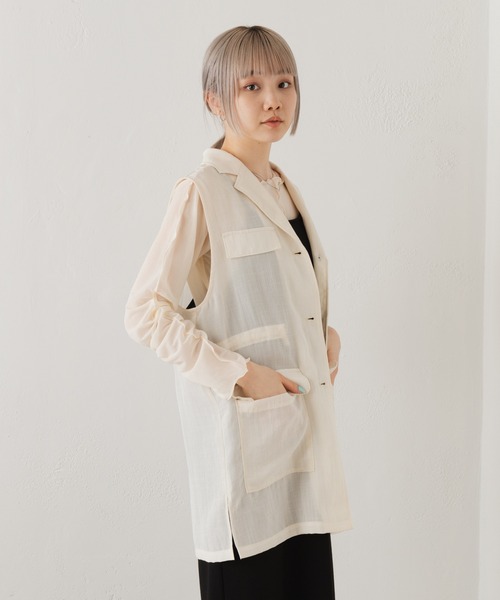 Kastane(カスタネ)の「シアーフライスインナー(Tシャツ/カットソー・レディース・ピンク/アイボリー/イエロー・FREE)」の18枚目の写真