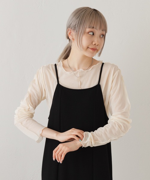 Kastane(カスタネ)の「シアーフライスインナー(Tシャツ/カットソー・レディース・ピンク/アイボリー/イエロー・FREE)」の15枚目の写真