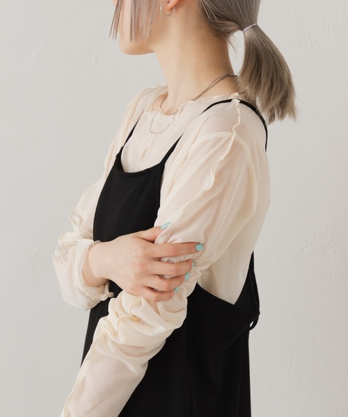 Kastane(カスタネ)の「シアーフライスインナー(Tシャツ/カットソー・レディース・ピンク/アイボリー/イエロー・FREE)」の12枚目の写真