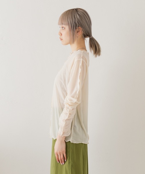 Kastane(カスタネ)の「シアーフライスインナー(Tシャツ/カットソー・レディース・ピンク/アイボリー/イエロー・FREE)」の20枚目の写真