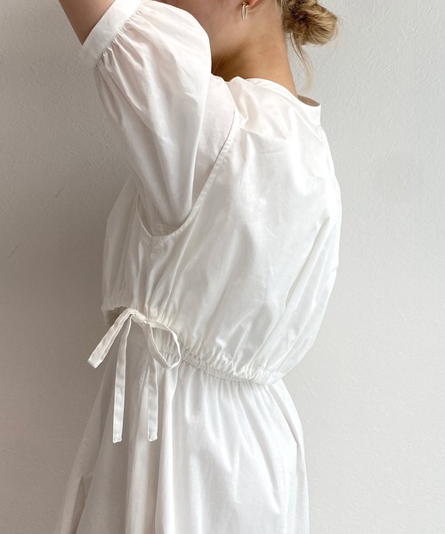 w closet(ダブルクローゼット)の「【マルチウェイ】ベストレイヤードセット半袖ワンピース(ワンピース・レディース・オフホワイト/ピンク/グリーン/スミクロ・FREE)」の5枚目の写真