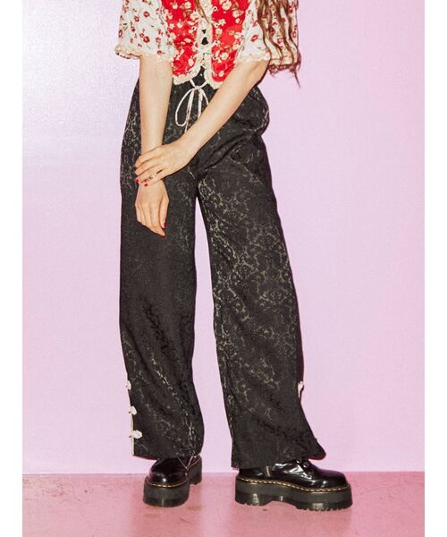 jouetie（ジュエティ）の「チャイナストレートパンツ（その他パンツ・レディース・ブラック/アイボリー/ピンク・MEDIUM）」の4枚目の写真