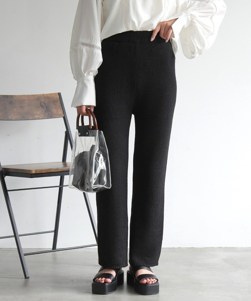 sango（sango）の「ニットストレートパンツ（その他パンツ・レディース・ブラック/ベージュ/ブラウン・FREE）」の4枚目の写真