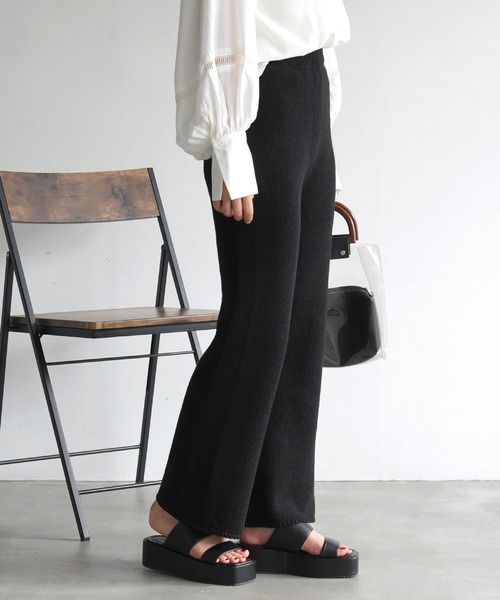 sango（sango）の「ニットストレートパンツ（その他パンツ・レディース・ブラック/ベージュ/ブラウン・FREE）」の5枚目の写真
