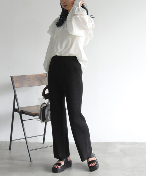 sango（sango）の「ニットストレートパンツ（その他パンツ・レディース・ブラック/ベージュ/ブラウン・FREE）」の8枚目の写真