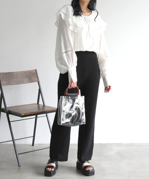 sango（sango）の「ニットストレートパンツ（その他パンツ・レディース・ブラック/ベージュ/ブラウン・FREE）」の9枚目の写真