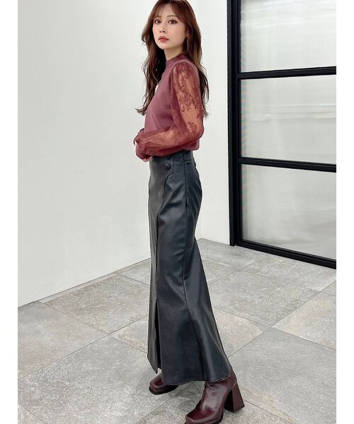 RESEXXY（リゼクシー）の「レース切替ニットトップス（ニット/セーター・レディース・ホワイト/ブラック/ブラウン/ベージュ・FREE）」の7枚目の写真