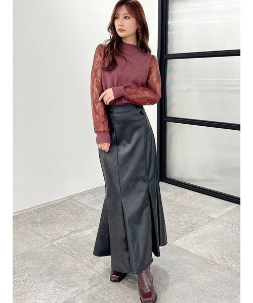 RESEXXY（リゼクシー）の「レース切替ニットトップス（ニット/セーター・レディース・ホワイト/ブラック/ブラウン/ベージュ・FREE）」の8枚目の写真