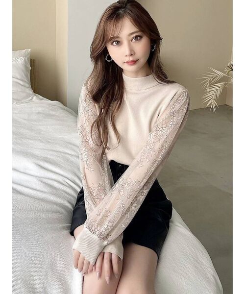 RESEXXY（リゼクシー）の「レース切替ニットトップス（ニット/セーター・レディース・ホワイト/ブラック/ブラウン/ベージュ・FREE）」の17枚目の写真