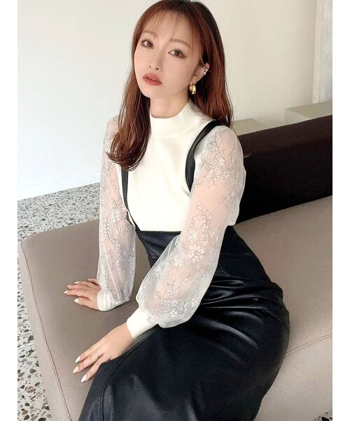 RESEXXY（リゼクシー）の「レース切替ニットトップス（ニット/セーター・レディース・ホワイト/ブラック/ブラウン/ベージュ・FREE）」の22枚目の写真