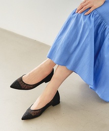 LE TALON ポインテッドチュールドットパンプス グレー 24cm 追加》5cmポインテッドチュールドットパンプス（パンプス）｜LE