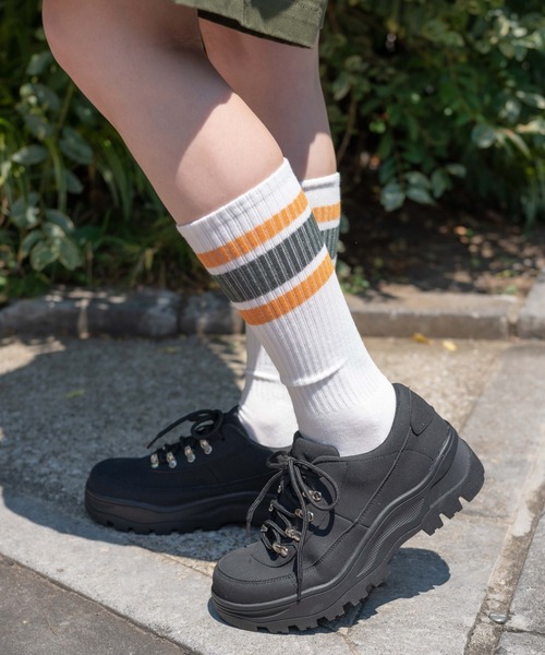 WEGO(ウィゴー)の「WEGO/トレッキングスニーカー(スニーカー・レディース・ブラック/オフホワイト・MEDIUM/LARGE)」の2枚目の写真