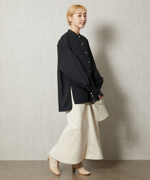 FREAK'S STORE（フリークスストア）の「【WEB限定】スタンドカラーフロントデザインシャツ（シャツ/ブラウス・レディース・オフホワイト/ブラック/ベージュ/ピンク/グリーン・ﾌﾘ-）」の16枚目の写真