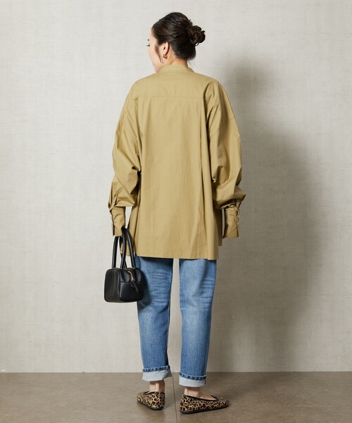 FREAK'S STORE（フリークスストア）の「【WEB限定】スタンドカラーフロントデザインシャツ（シャツ/ブラウス・レディース・オフホワイト/ブラック/ベージュ/ピンク/グリーン・ﾌﾘ-）」の6枚目の写真