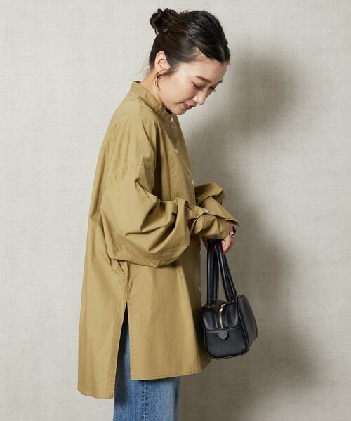 FREAK'S STORE（フリークスストア）の「【WEB限定】スタンドカラーフロントデザインシャツ（シャツ/ブラウス・レディース・オフホワイト/ブラック/ベージュ/ピンク/グリーン・ﾌﾘ-）」の21枚目の写真