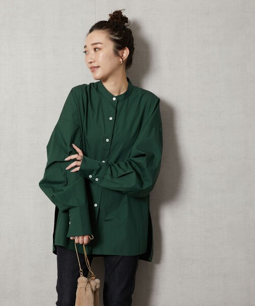 FREAK'S STORE（フリークスストア）の「【WEB限定】スタンドカラーフロントデザインシャツ（シャツ/ブラウス・レディース・オフホワイト/ブラック/ベージュ/ピンク/グリーン・ﾌﾘ-）」の18枚目の写真