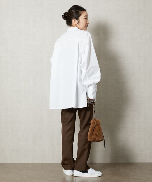 FREAK'S STORE（フリークスストア）の「【WEB限定】スタンドカラーフロントデザインシャツ（シャツ/ブラウス・レディース・オフホワイト/ブラック/ベージュ/ピンク/グリーン・ﾌﾘ-）」の8枚目の写真