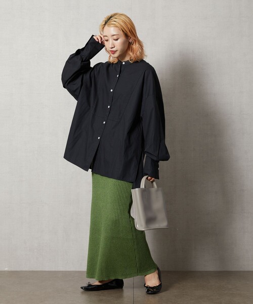 FREAK'S STORE（フリークスストア）の「【WEB限定】スタンドカラーフロントデザインシャツ（シャツ/ブラウス・レディース・オフホワイト/ブラック/ベージュ/ピンク/グリーン・ﾌﾘ-）」の20枚目の写真
