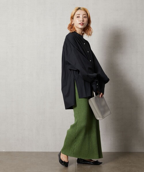 FREAK'S STORE（フリークスストア）の「【WEB限定】スタンドカラーフロントデザインシャツ（シャツ/ブラウス・レディース・オフホワイト/ブラック/ベージュ/ピンク/グリーン・ﾌﾘ-）」の15枚目の写真